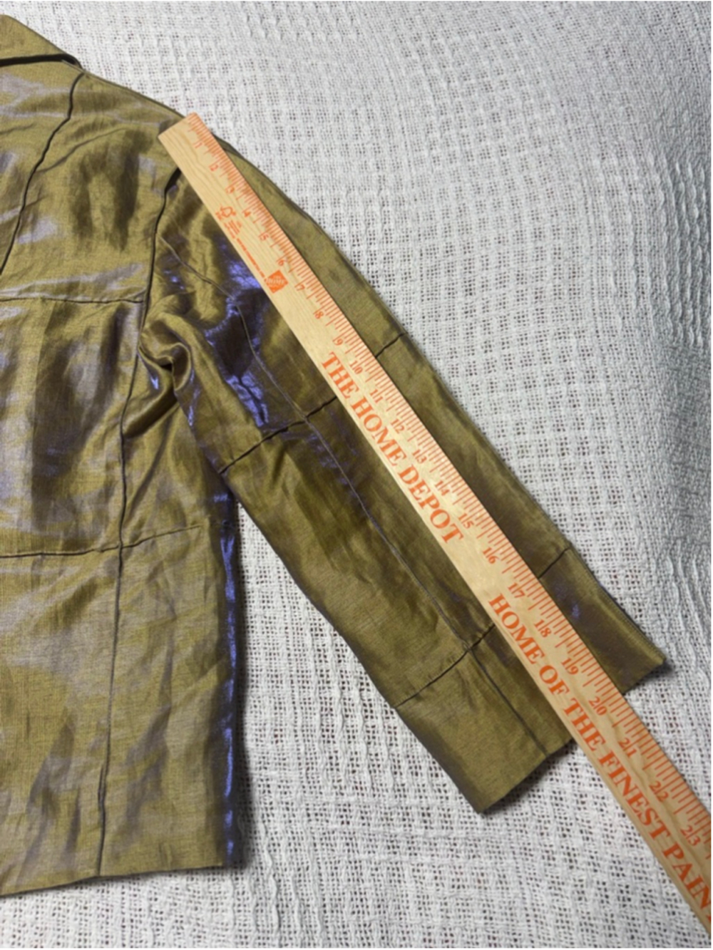 Vintage Carlisle Irridescent Metallic Gold/Olive Green 85% Linen Jacket Size 6 - Picture 6 of 8